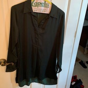 DR2 hunter green silky Blouse, size S